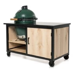 Fraaii Buitenkeukens Stalen Tafel Eiken Storage Met Granieten Werkblad 144 X 70 X 86 -Big Green Egg Winkel fraaii buitenkeukens stalen tafel eiken storage me 1